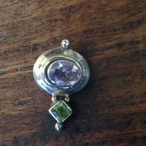 Silver amethyst and peridot pendant.
